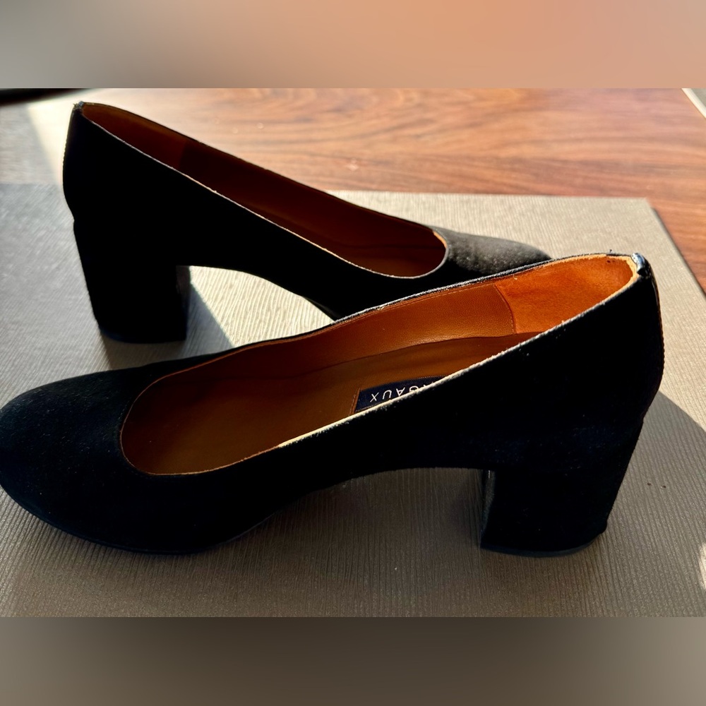 Margaux black suede chunky comfortable heeled shoes size 36.5 Wide